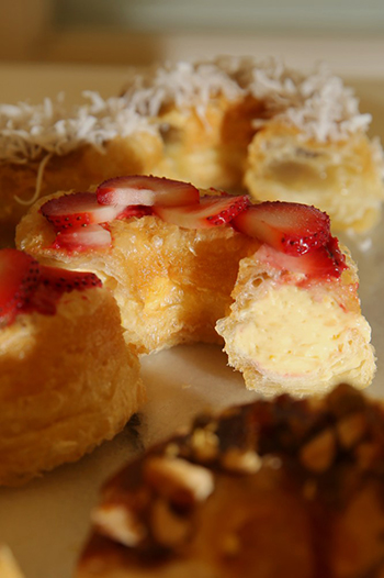 Unlike normal doughnuts, the cronuts contain multiple layers within.