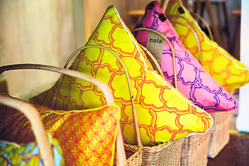 Pretty in Peranakan pillow covers by Nala Designs are specially handprinted by Lisette Scheers