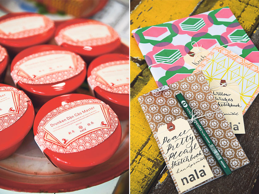 Not just any Dan Gao: this one is specially made with kung fu style! (left). Check out this adorable sketchbooks by Scheers. Do you notice the Kueh Lapis? (right)