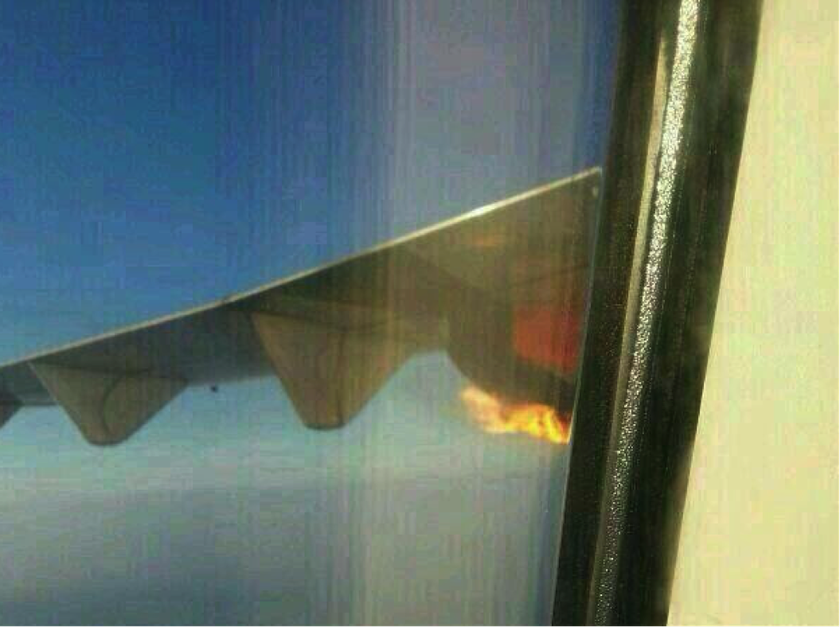 Engine fire on a Kuala Lumpur to Kuala Terengganu flight on March 26, 2014. u00e2u20acu201d Terengganu FA Facebook pic