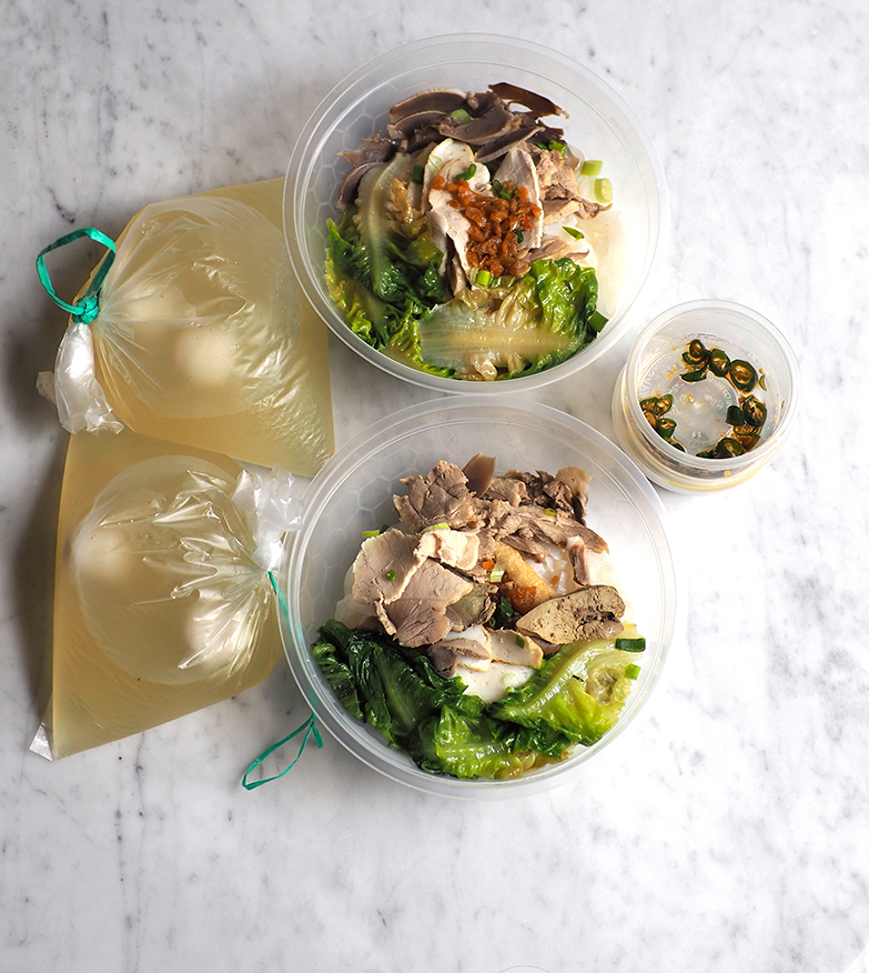 Just heat up the broth and combine with the blanched noodles and toppings to enjoy the meal.