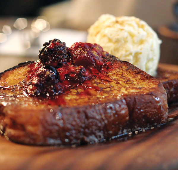 Fluffy brioche French toast with maple syrup and Kapiti vanilla ice-cream