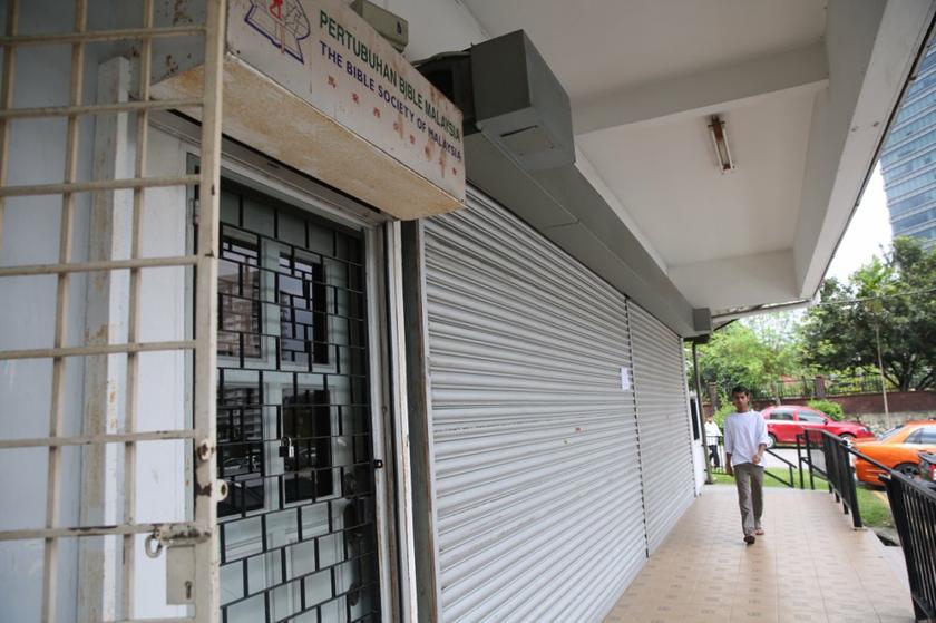 The Bible Society of Malaysia close for stock check. u00e2u20acu201d Picture by Choo Choy May