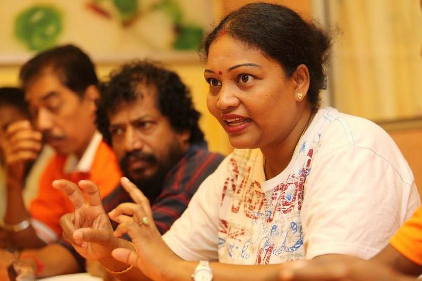 S. Indra Devi, wife of Indian rights activist P. Uthayakumar, speaks to the press on July 27, 2013. u00e2u20acu201d Picture by Choo Choy May