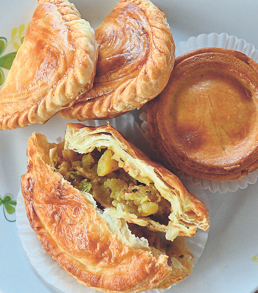 Break open a flaky chicken pie to discover potatoes, chicken and carrots all seasoned with black pepper