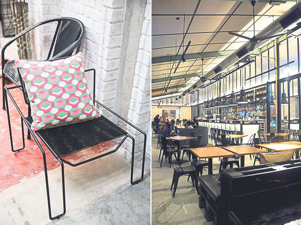 Kedai Bikin shows love for local artisans by creating chairs such as these (left). Plan B @ Kong Heng in Ipoh is architecturally constructed by Studio Bikin (right)