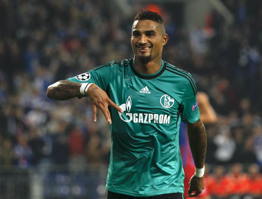 Schalke 04's Kevin Prince Boateng celebrates a goal against Steaua Bucharest during their Champions League group E soccer match in Gelsenkirchen September 18, 2013.  u00e2u20acu201d Reuters pic