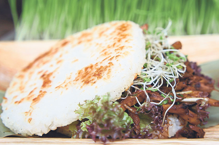 Jayce promises that his chargrilled chicken rice burger is the best you’ve ever tasted, served with a side of his homemade pickled ginger