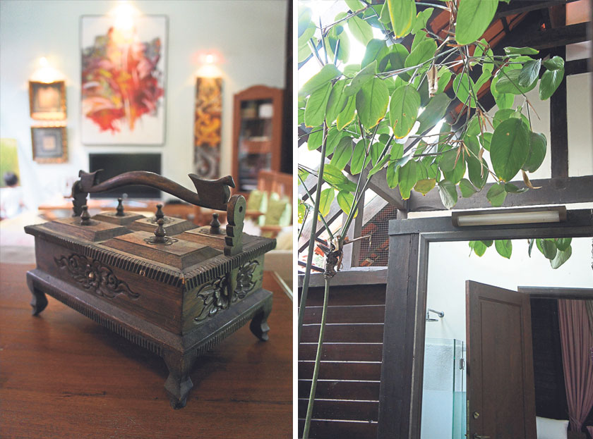 From furniture to decor items, Almaz has filled her weekend home with touches of Malaysian heritage and tradition (left). Even when indoors, you are never far from nature (right)