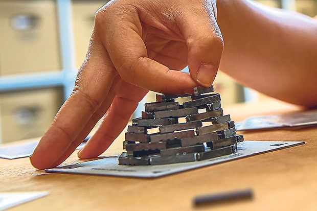 Place a lead type in a circular direction, it gets harder when you have thinner slates