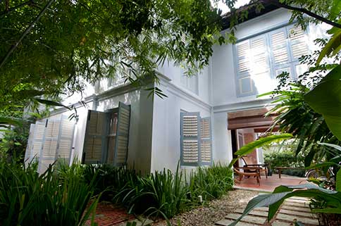 The rooms are regularly aired with the windows and doors open to the lush greenery surrounding it to prevent mould and rot in the wooden antique furniture and fittings.