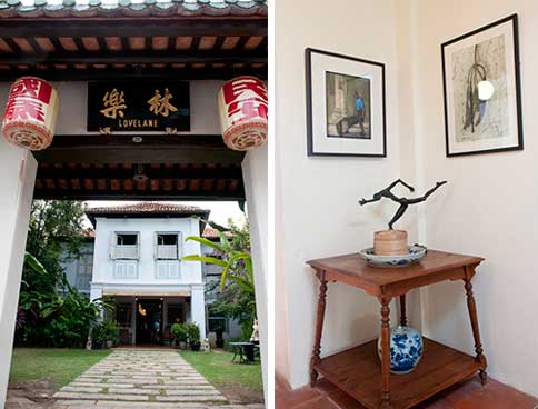 23 Love Lane is like going home to grandma’s house (left). Paintings, sculptures and antique pieces, all locally acquired, are strategically placed all over the hotel grounds to add colour to it (right)