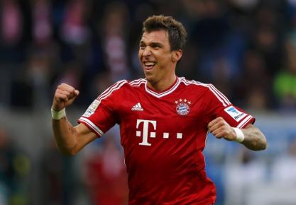 Bayern Munich's Mario Mandzukic celebrates his goal against TSG Hoffenheim during their German first division Bundesliga soccer match in Sinsheim, November 2, 2013. 