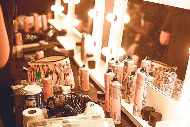 Getting ready backstage for London Fashion Week 2015