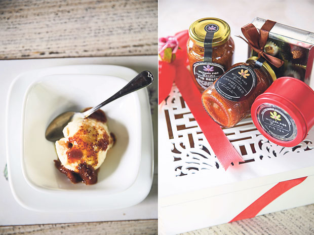 It’s hard to stop at just one portion of the caramelised figs with ice-cream, as visitors to Mutiara Figs Garden always ask for seconds (left). Fig leaf tea is good for controlling blood sugar levels and suppressing your appetite (right)