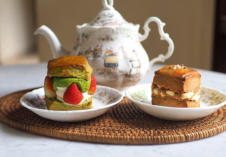 Sip on tea or coffee with their 'matcha' or buckwheat scones.