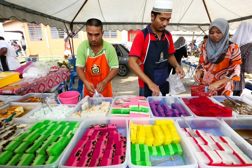 Colourful jellies and kuih on sale at the Ramadan bazaar. 