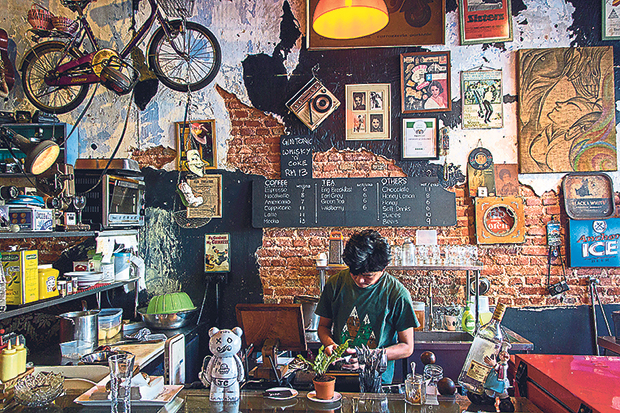 Junk Cafe is decked out with antique lanterns, musical instruments and retro paraphernalia