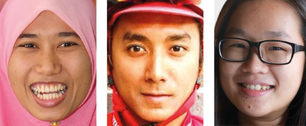 From left: Siti Nurhidaryu Azmi, Muhamad Adiq Husainie Othman and Tan How Yee