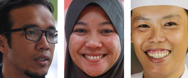 From left: Muhamad Khairul Nizam Abdul Salam, Mastura Ahmad and Luciano Joey Jinius