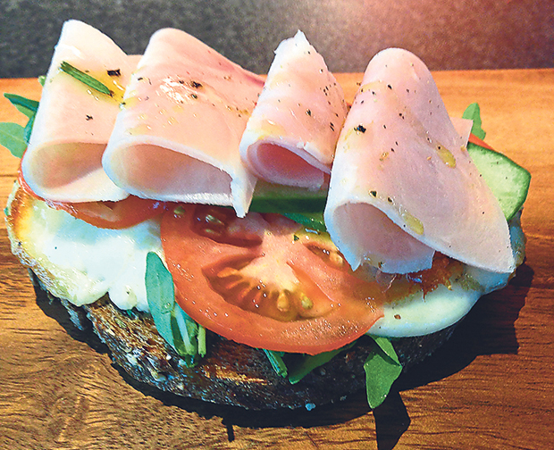 Light on the palate but filling, the Volare is a refreshing offering of turkey slices with grilled buffalo cheese