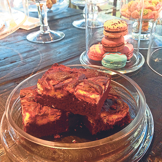 The brownie-style red velvet cheese cake is an interesting twist on the cafe staple