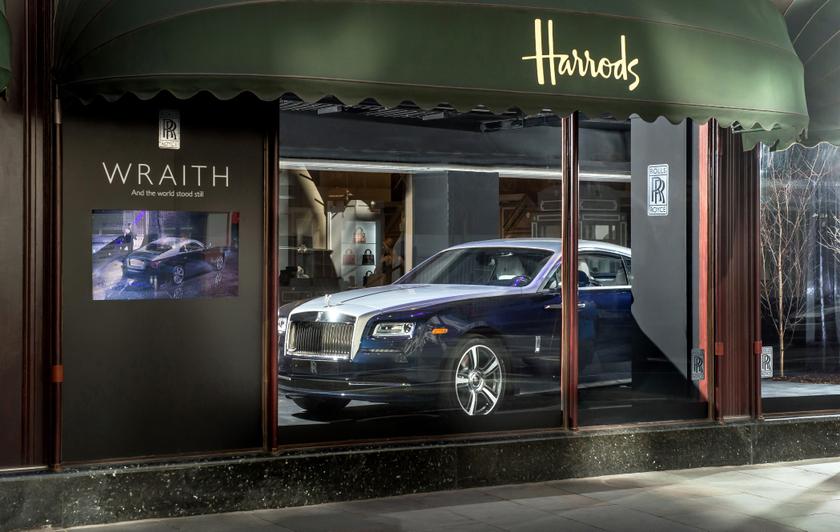 Rolls-Royce hardtop Wraith UK debut in Harrods window. u00e2u20acu201d AFP pic