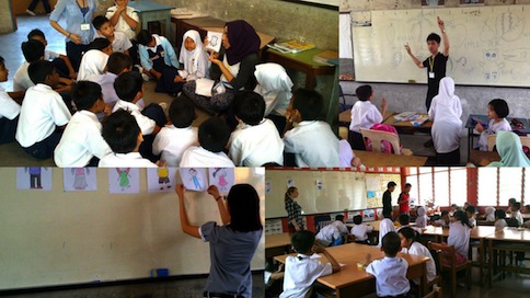 Teaching the kids in their classrooms.