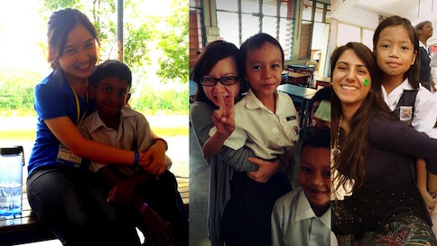 Beautiful volunteers bonding with the beautiful kids.