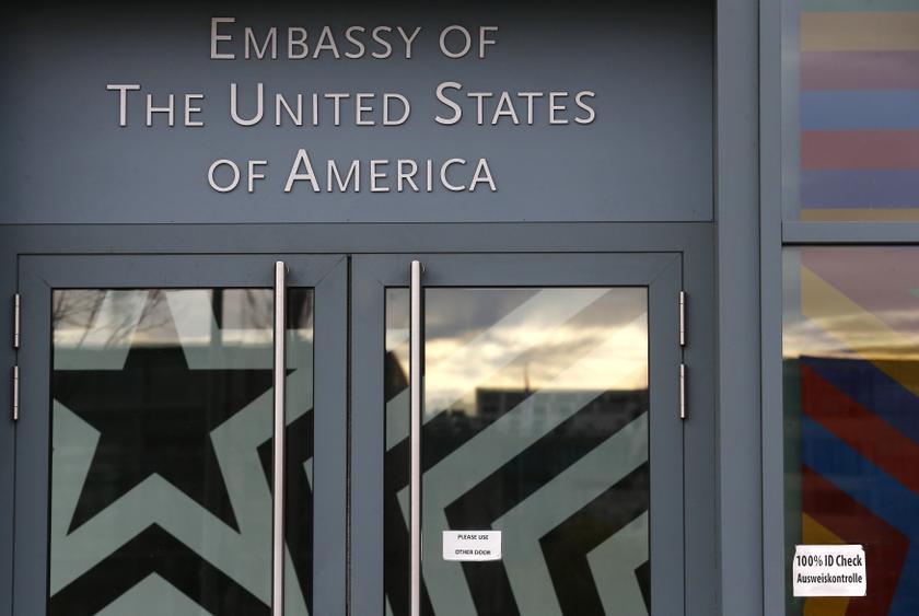 The entrance to the US embassy is pictured in Berlin October 28, 2013. A German newspaper said on Sunday that US President Barack Obama knew his intelligence service was eavesdropping as long ago as 2010. — Reuters pic