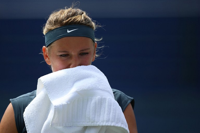 Victoria Azarenka of Belarus reacts to a point against Ana Ivanovic of Serbia during their semi final match at the Southern California Open on Day Six at La Costa Resort & Spa on August 3, 2013 in Carlsbad, California. u00e2u20acu201c AFP pic