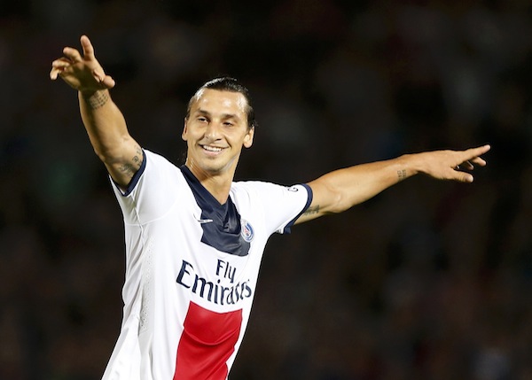 Paris Saint-Germainu00e2u20acu2122s Zlatan Ibrahimovic reacts after team mate Blaise Matuidi scored against Girondins Bordeaux during the French Ligue 1 match in Bordeaux, September 13, 2013. u00e2u20acu201d Reuters pic