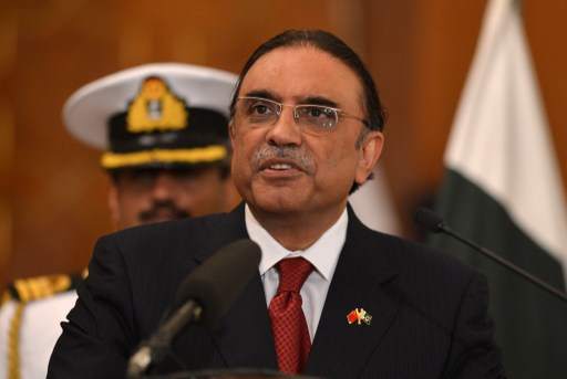 Pakistani President Asif Ali Zardari speaks during a joint press conference with unseen Chinese Premier Li Keqiang at the presidential palace in Islamabad on May 22, 2013. u00e2u20acu201d AFP pic