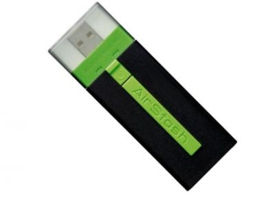 The AirStash is no bigger than a USB thumb drive and can be plugged directly into a USB port for file sharing and battery charging.