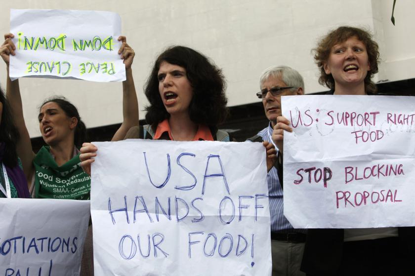 Protesters shout slogans about food security outside the lobby before a plenary session of the ninth World Trade Organisation Ministerial Conference in Nusa Dua, on the Indonesian resort island of Bali December 4, 2013.u00c2u00a0u00e2u20acu201d Reuters pic