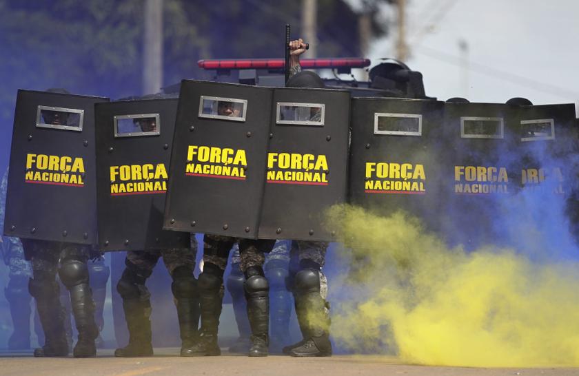 Members of the National Security Force practise crowd control during training of troops who will provide security at the 2014 World Cup, in Brasilia February 4, 2014. — Reuters pic