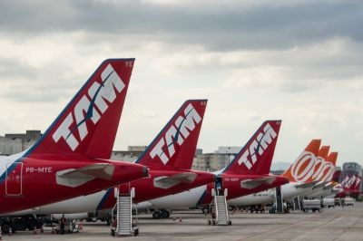 Aircrafts of Brazilian TAM and Gol airlines are parked at the Congonhas airport in Sao Paulo, Brazil, on October 17, 2012. u00e2u20acu201du00c2u00a0AFP pic