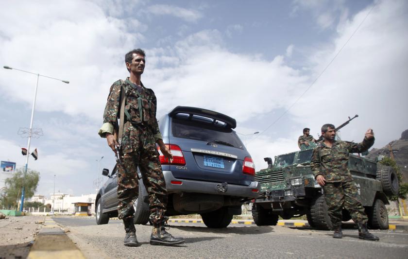 Police troopers man a checkpoint near the British embassy in Sanaa August 3, 2013. u00e2u20acu201c Reuters pic