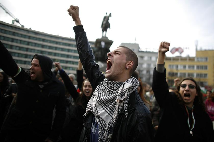 Bulgarian students shout anti-government slogans during a protest in front of the parliament in central Sofia November 13, 2013. u00e2u20acu201d Reuters pic