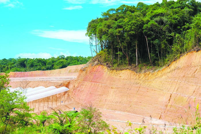 An exposed hillslope at a farmland in Cameron Highlands.