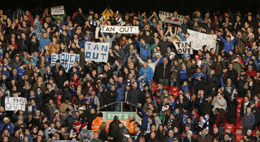 Cardiff City's fans show their support for manager Malky Mackay after their English Premier League match against Liverpool at Anfield in Liverpool, northern England December 21, 2013. u00e2u20acu201d Reuters pic