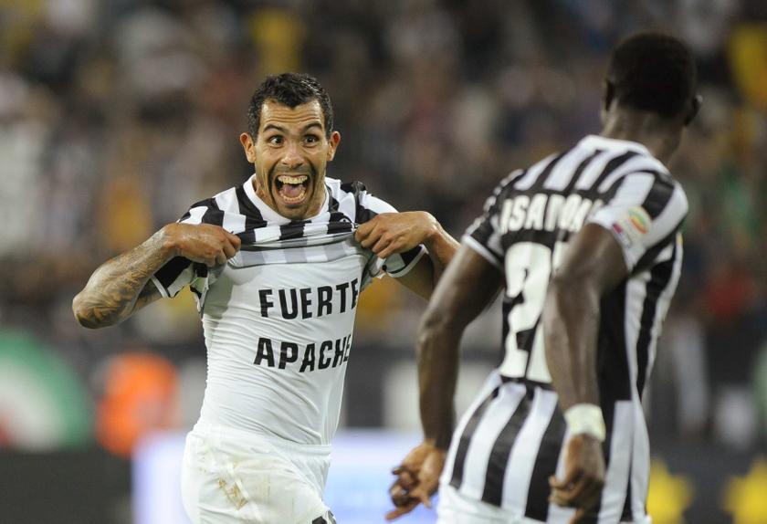 Juventus' Carlos Tevez celebrates after scoring against S.S. Lazio during their Italian Serie A match at the Juventus stadium in Turin August 31, 2013. u00e2u20acu201c Reuters pic