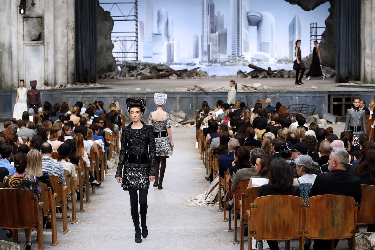 US model Jacquelyn Jablonski presents a creation for Chanel during the Haute Couture Fall-Winter 2013/2014 collection shows, on July 2, 2013 at the Grand Palais in Paris. — AFP pic