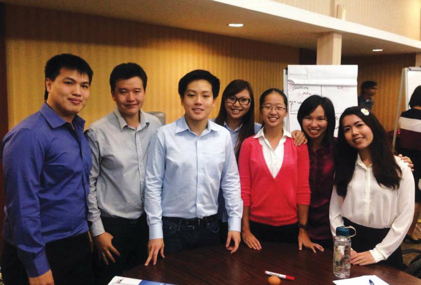 Loh Chooi Shawn (third from right) with her team (from left) u00e2u20acu201d Yap Hock Xiang, Eric Tan (team leader), Ryan Chan (coach), Cayenne Lai Kar Yan, Koh Jun Yee and San Jia Pei. u00e2u20acu201d The Malay Mail pic