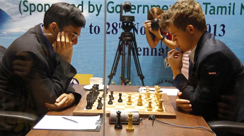 Norway's Magnus Carlsen plays against India's Vishwanathan Anand during the FIDE World Chess Championship in the southern Indian city of Chennai November 15, 2013. u00e2u20acu201d Reuters pic