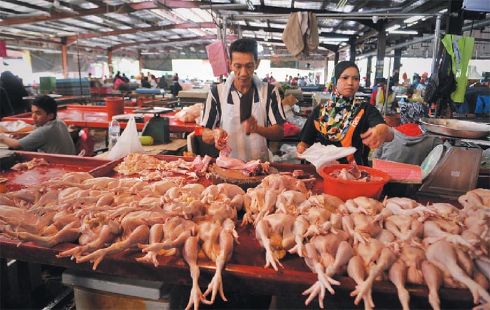 A check at the markets shows that the price of chicken has gone up slightly. u00e2u20acu201d Picture by Firdaus Latif