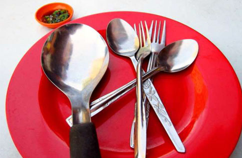 Tableware, probably not from Wedgwood. Do not use the cutlery with force, for they will bend to your will, and rather more than you expect.