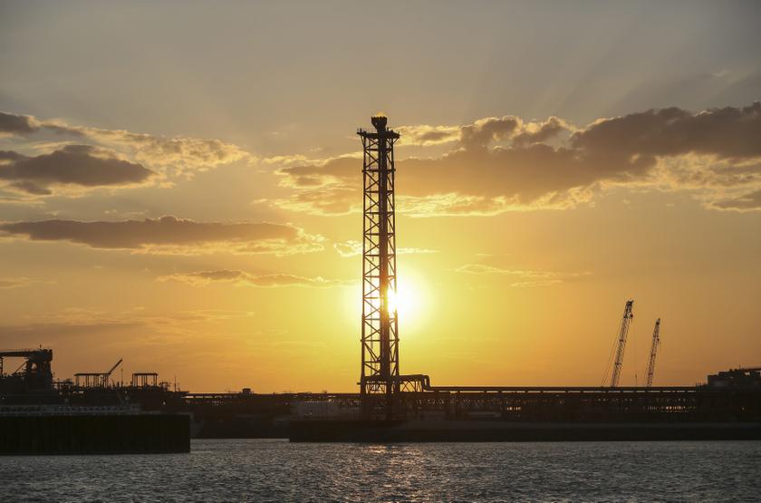 Infrastructure on D Island, the main processing hub, is pictured at sunset at the Kashagan offshore oil field in the Caspian sea in western Kazakhstan August 21, 2013. u00e2u20acu201d Reuters pic