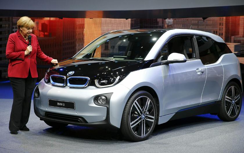 German Chancellor Angela Merkel speaks next to the new BMW i3 electric car during the official opening of the Frankfurt Motor Show (IAA) in Frankfurt September 12, 2013. u00e2u20acu201d Reuters pic