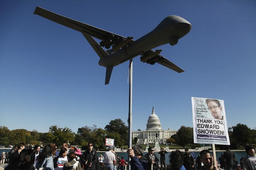 Demonstrators deploy a model of a US drone aircraft at the u00e2u20acu02dcStop Watching Us: A Rally Against Mass Surveillanceu00e2u20acu2122 near the US Capitol in Washington, October 26, 2013. u00e2u20acu201d Reuters pic